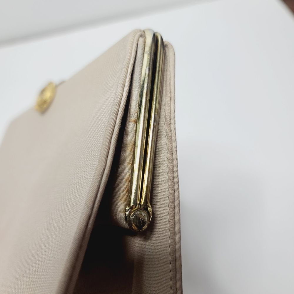 Vintage Classic Beige Neutral Structured Formal Evening Purse - Picture 14 of 16
